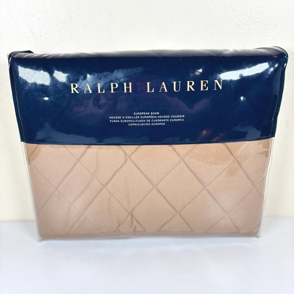 Ralph Lauren Cromwell Modern Equestrian Quilted Euro Sham‎ Camel Old Money NEW